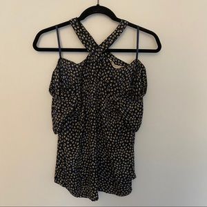 NWT LOFT flounce cross front cold shoulder blouse